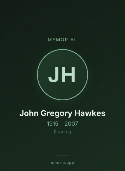 Memorial portrait of John Gregory Hawkes