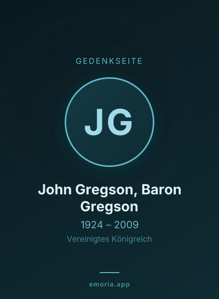 Gedenkportrait von John Gregson, Baron Gregson