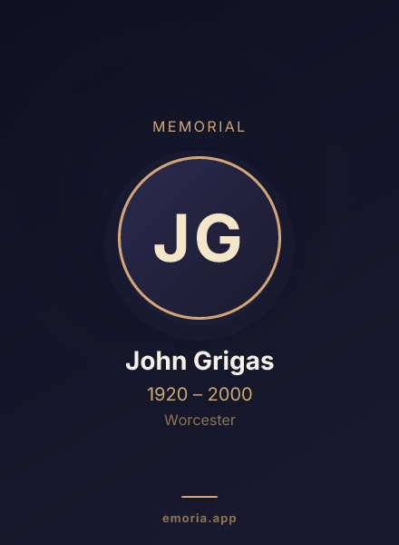 Memorial portrait of John Grigas