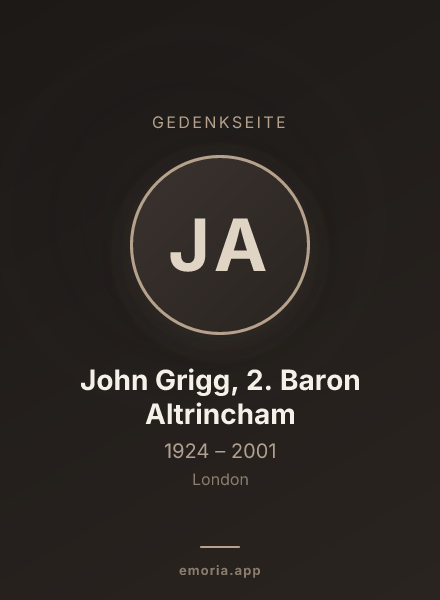 Gedenkportrait von John Grigg, 2. Baron Altrincham