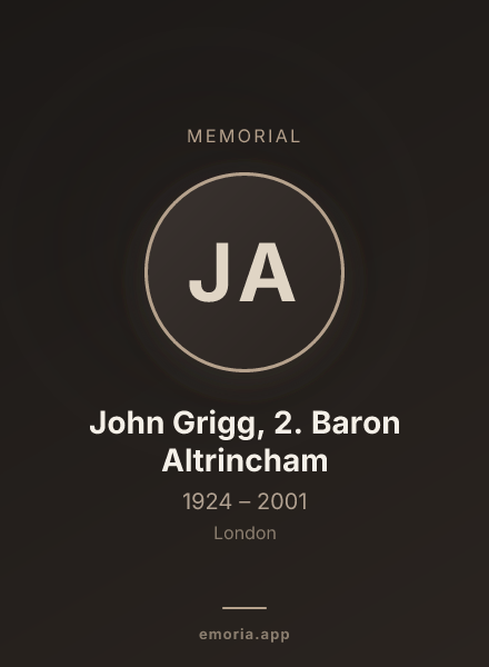 Memorial portrait of John Grigg, 2. Baron Altrincham