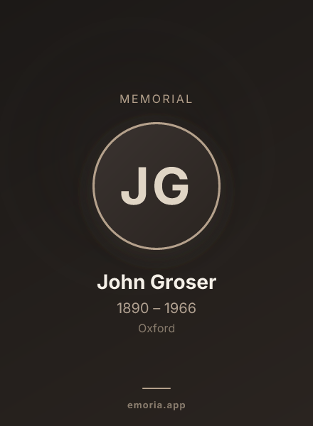 Memorial portrait of John Groser
