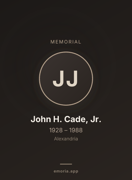Memorial portrait of John H. Cade, Jr.