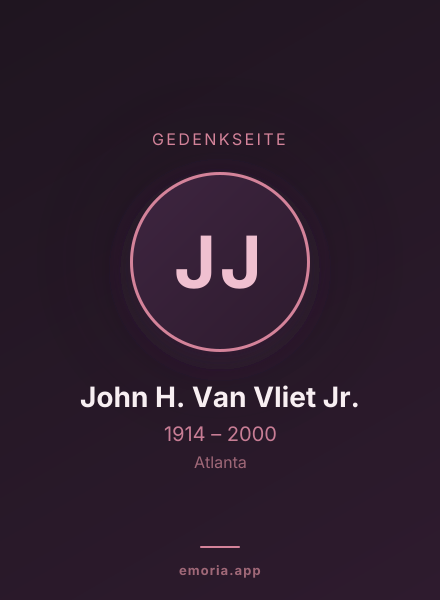Gedenkportrait von John H. Van Vliet Jr.