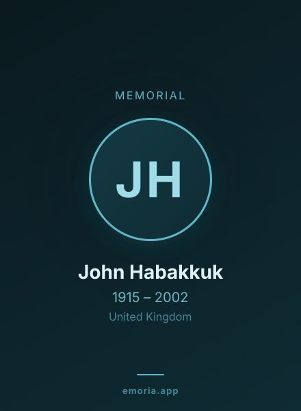 Memorial portrait of John Habakkuk