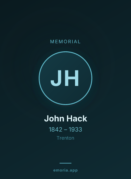 Memorial portrait of John Hack