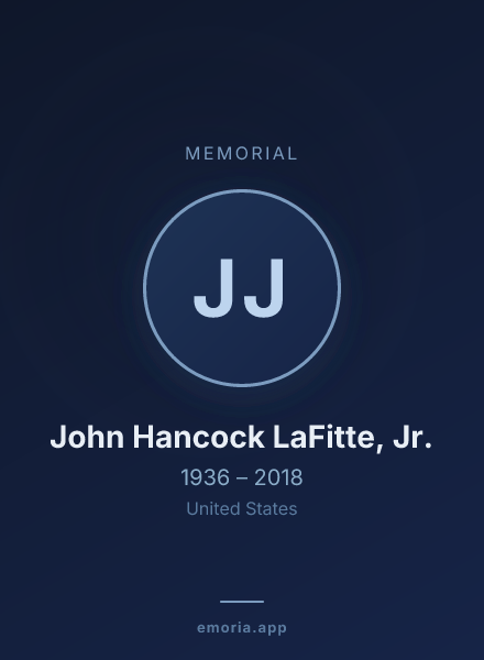 Memorial portrait of John Hancock LaFitte, Jr.