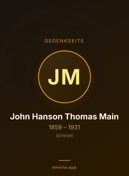 Gedenkportrait von John Hanson Thomas Main