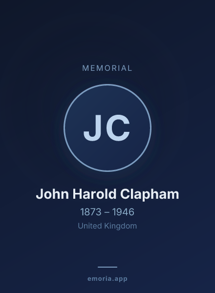 Memorial portrait of John Harold Clapham