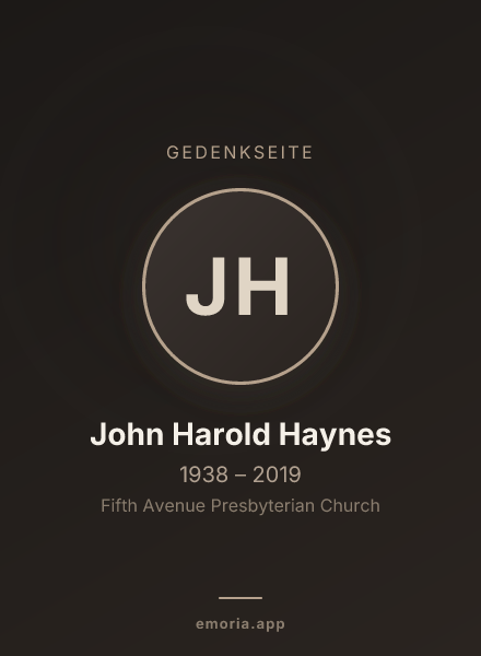 Gedenkportrait von John Harold Haynes