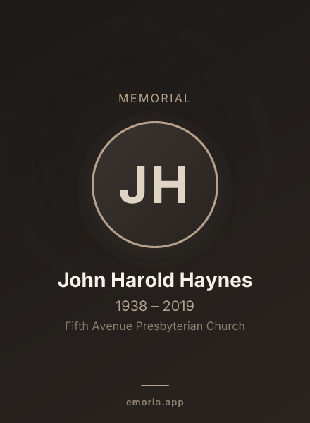 Memorial portrait of John Harold Haynes