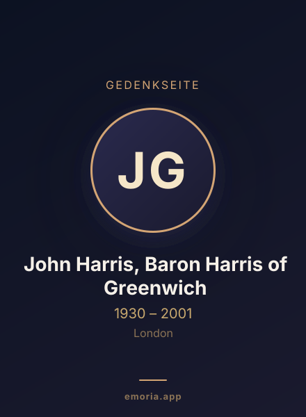 Gedenkportrait von John Harris, Baron Harris of Greenwich