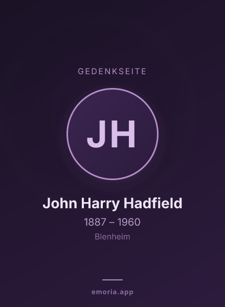 Gedenkportrait von John Harry Hadfield