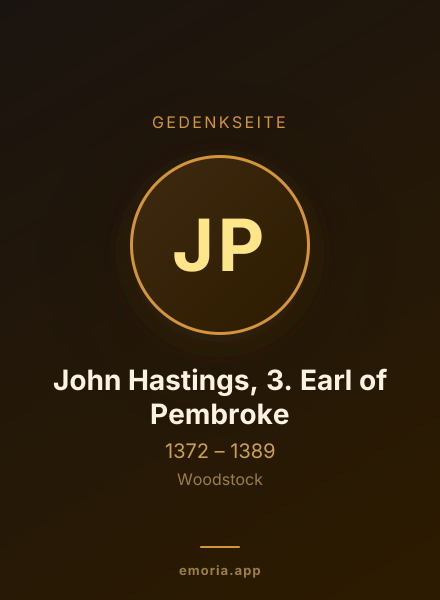 Gedenkportrait von John Hastings, 3. Earl of Pembroke