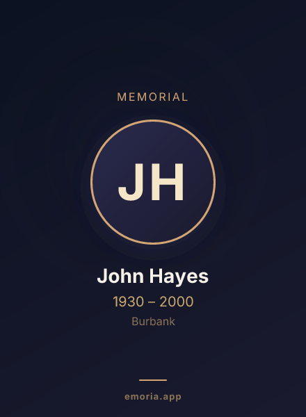 Memorial portrait of John Hayes