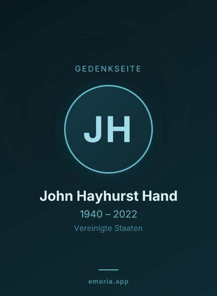 Gedenkportrait von John Hayhurst Hand