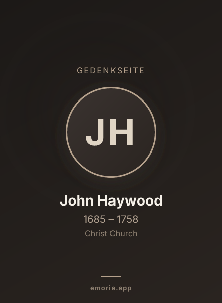 Gedenkportrait von John Haywood