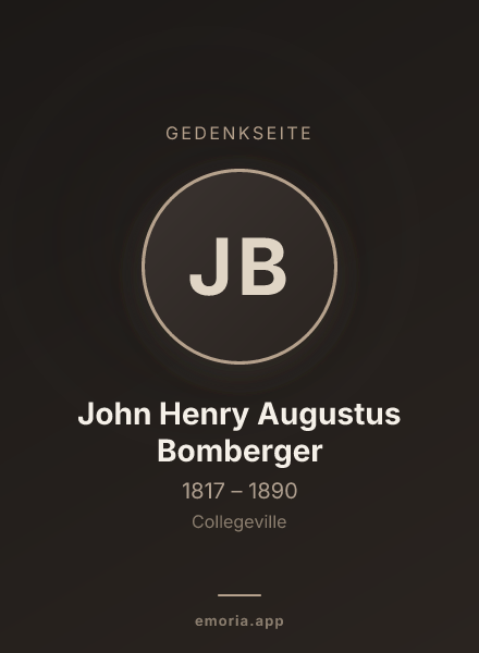 Gedenkportrait von John Henry Augustus Bomberger