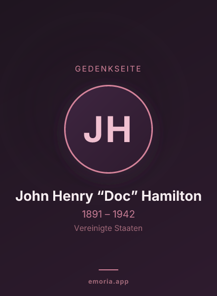 Gedenkportrait von John Henry “Doc” Hamilton