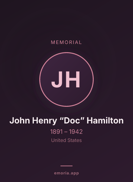 Memorial portrait of John Henry “Doc” Hamilton