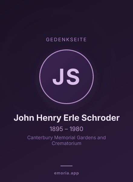 Gedenkportrait von John Henry Erle Schroder