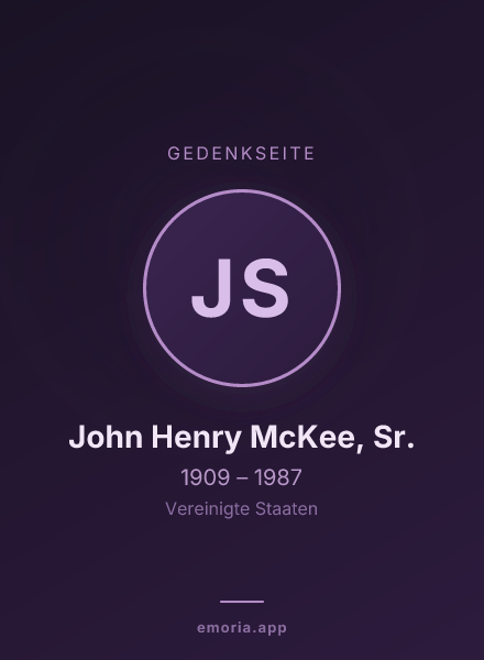 Gedenkportrait von John Henry McKee, Sr.