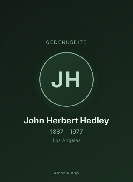 Gedenkportrait von John Herbert Hedley