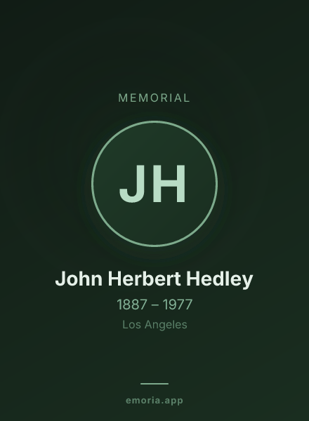 Memorial portrait of John Herbert Hedley