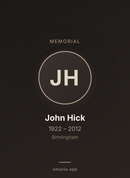 Memorial portrait of John Hick