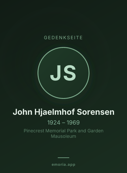 Gedenkportrait von John Hjaelmhof Sorensen