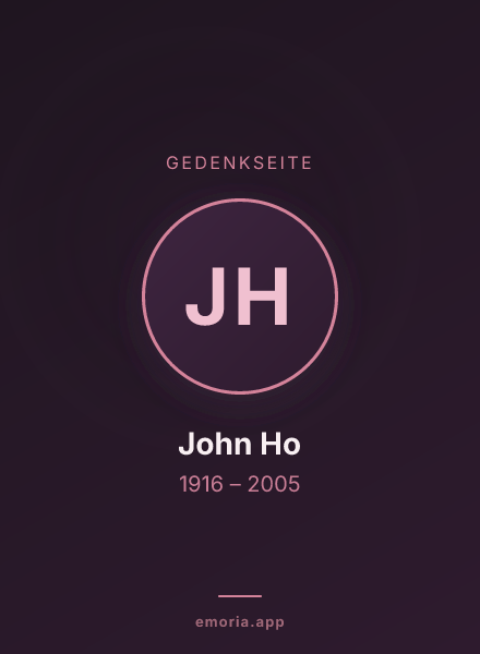 Gedenkportrait von John Ho