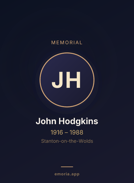 Memorial portrait of John Hodgkins