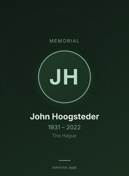 Memorial portrait of John Hoogsteder