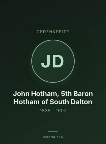 Gedenkportrait von John Hotham, 5th Baron Hotham of South Dalton