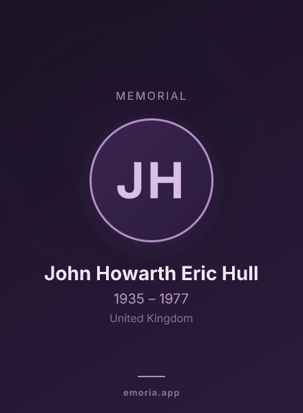 Memorial portrait of John Howarth Eric Hull