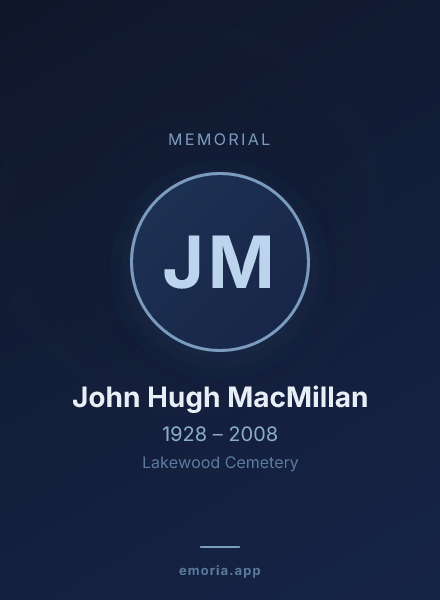 Memorial portrait of John Hugh MacMillan