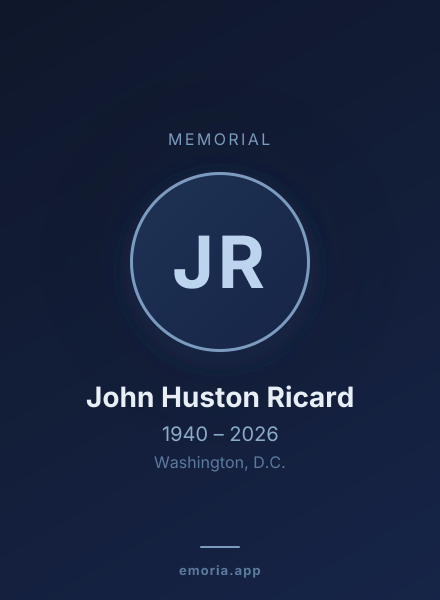 Memorial portrait of John Huston Ricard