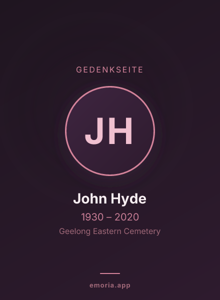 Gedenkportrait von John Hyde