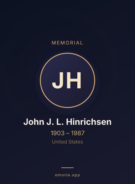 Memorial portrait of John J. L. Hinrichsen