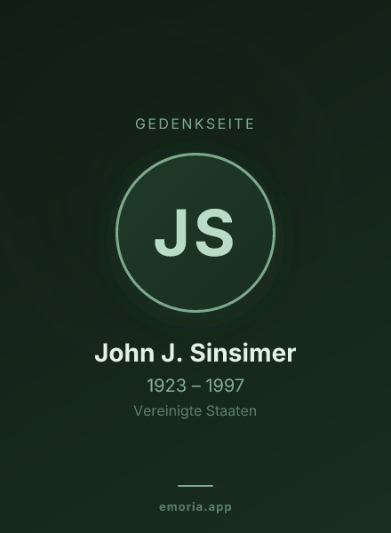 Gedenkportrait von John J. Sinsimer
