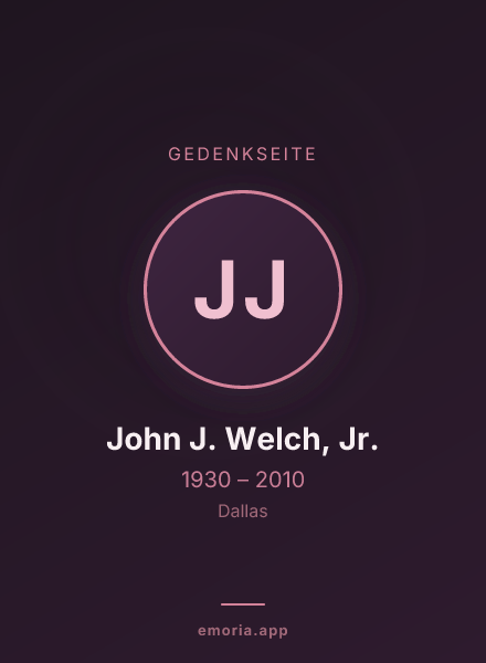Gedenkportrait von John J. Welch, Jr.