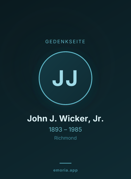 Gedenkportrait von John J. Wicker, Jr.