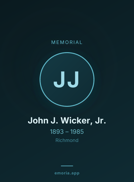 Memorial portrait of John J. Wicker, Jr.
