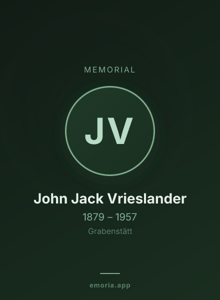Memorial portrait of John Jack Vrieslander