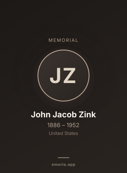 Memorial portrait of John Jacob Zink