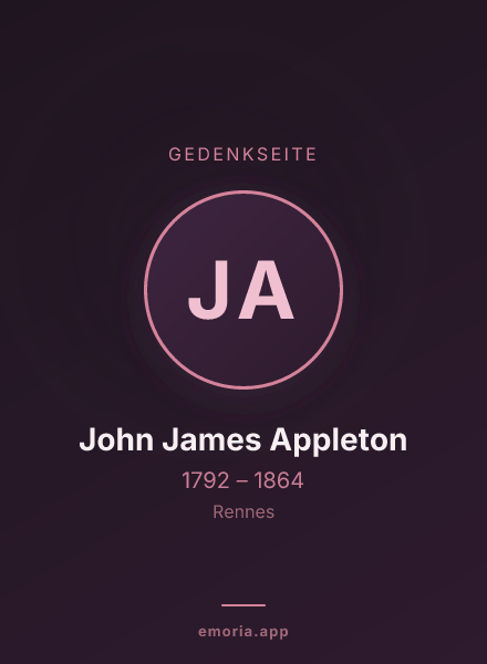 Gedenkportrait von John James Appleton