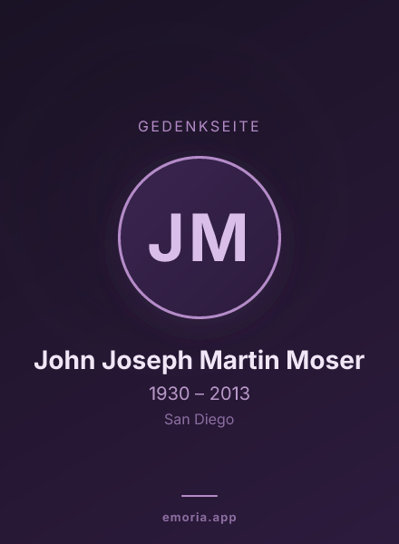 Gedenkportrait von John Joseph Martin Moser