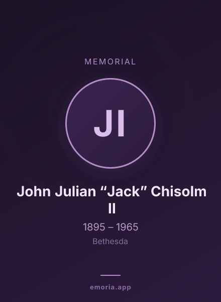 Memorial portrait of John Julian “Jack” Chisolm II