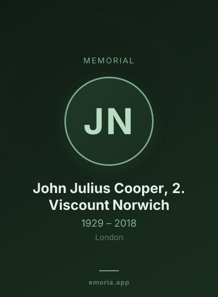 Memorial portrait of John Julius Cooper, 2. Viscount Norwich