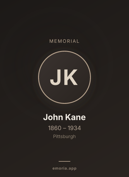 Memorial portrait of John Kane